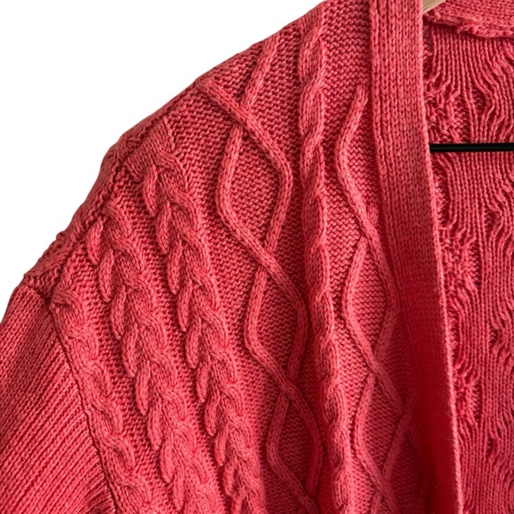 Chico’s Open Front Cable Knit Cardigan Sweater Size S Cashmere Wool Blend Cozy - Picture 5 of 16